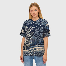 Футболка оверсайз женская Ледяные узоры нового года, цвет: 3D-принт — фото 2