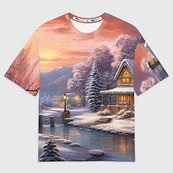 Женская футболка оверсайз Зима в городе