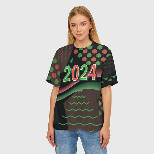 Женская футболка оверсайз 2024 абстрактный фон / 3D-принт – фото 3