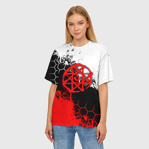 Женская футболка оверсайз Печать Альфонса - стальной алхимик / 3D-принт – фото 3