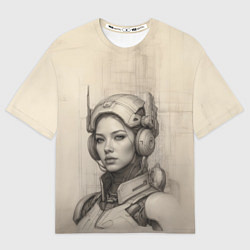 Футболка оверсайз женская Скетч девушка-разведчик, цвет: 3D-принт