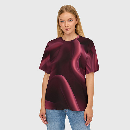 Женская футболка оверсайз Бордовый шелк / 3D-принт – фото 3