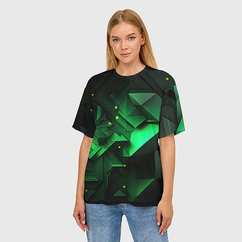 Женская футболка оверсайз Визуальные иллюзии в геометрии / 3D-принт – фото 3
