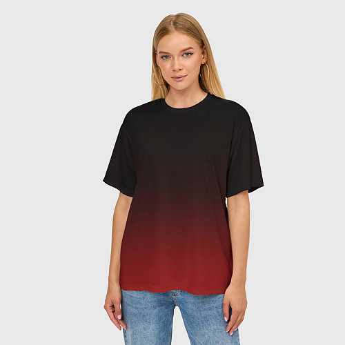 Женская футболка оверсайз Градиент от тёмного до тёмно красного / 3D-принт – фото 3