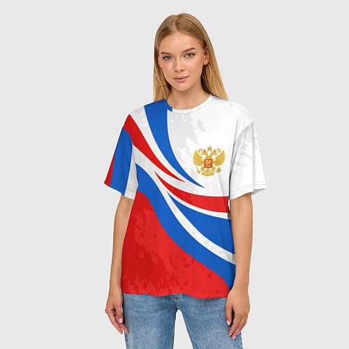 Женская футболка оверсайз Россия - спортивная униформа / 3D-принт – фото 3