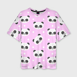 Женская футболка оверсайз Милая улыбающаяся панда