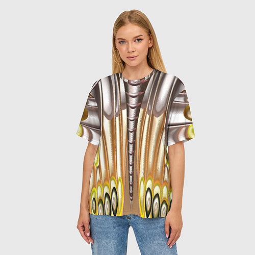 Женская футболка оверсайз Абстрактный рисунок по мотивам крыла бабочки / 3D-принт – фото 3