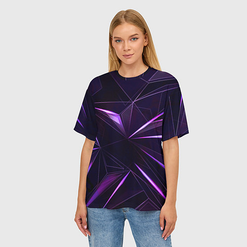 Женская футболка оверсайз Фиолетовый хрусталь / 3D-принт – фото 3