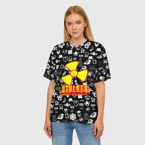 Женская футболка оверсайз Stalker logo game / 3D-принт – фото 3