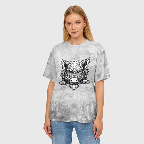 Женская футболка оверсайз Texture - дикий секач / 3D-принт – фото 3