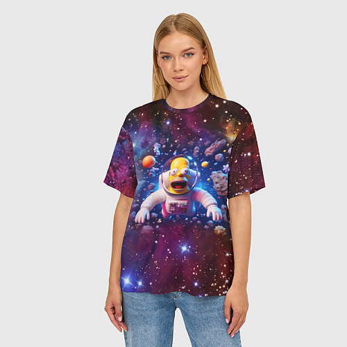 Женская футболка оверсайз Homer Simpson in space - ai art / 3D-принт – фото 3