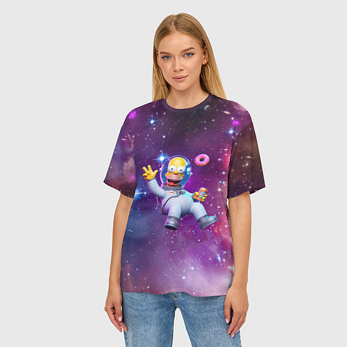 Женская футболка оверсайз Homer Simpson in space - ai art / 3D-принт – фото 3