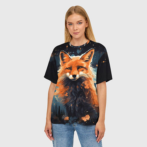 Женская футболка оверсайз Fox in the forest / 3D-принт – фото 3