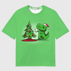 Футболка оверсайз женская Новогодняя проблема тираннозавра рекса, цвет: 3D-принт