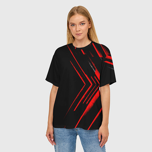 Женская футболка оверсайз Красные стрелки / 3D-принт – фото 3