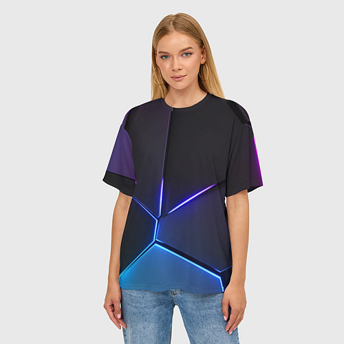Женская футболка оверсайз Пурпурный разлом - абстракция / 3D-принт – фото 3