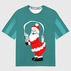 Футболка оверсайз женская Веселый санта наливает молоко, цвет: 3D-принт