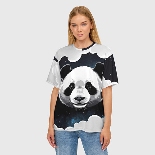 Женская футболка оверсайз Панда портрет / 3D-принт – фото 3