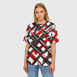 Футболка оверсайз женская Красные и чёрные мазки, цвет: 3D-принт — фото 2