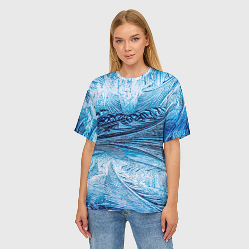 Женская футболка оверсайз Ледяной узор / 3D-принт – фото 3