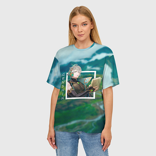 Женская футболка оверсайз Аль-Хайтам на фоне природы / 3D-принт – фото 3