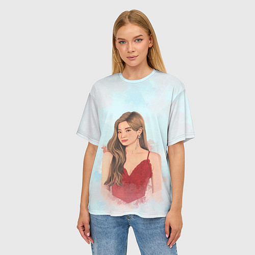 Женская футболка оверсайз Дахён Твайс / 3D-принт – фото 3