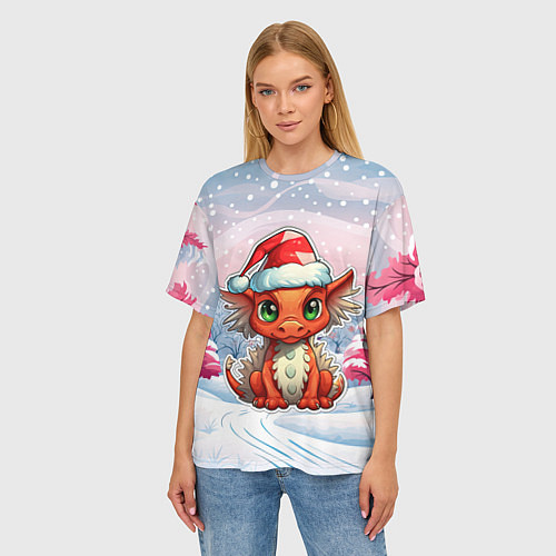 Женская футболка оверсайз Символ нового 2024 года / 3D-принт – фото 3