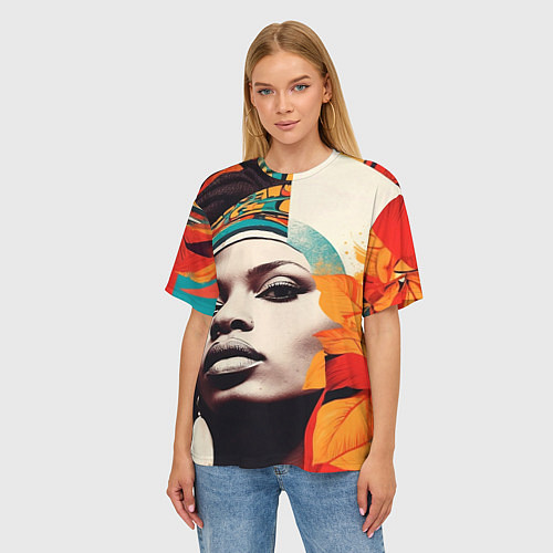 Женская футболка оверсайз Африканская девушка с дредами / 3D-принт – фото 3