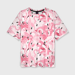 Футболка оверсайз женская Стая розовых фламинго, цвет: 3D-принт