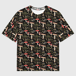 Футболка оверсайз женская Goblincore - мухоморы, цвет: 3D-принт