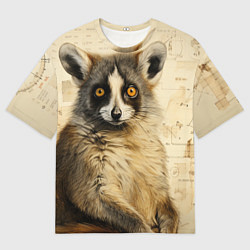 Футболка оверсайз женская Лемур в стиле диаграмм Давинчи, цвет: 3D-принт