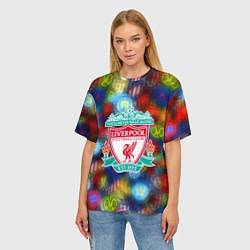Футболка оверсайз женская Liverpool все logo неон, цвет: 3D-принт — фото 2