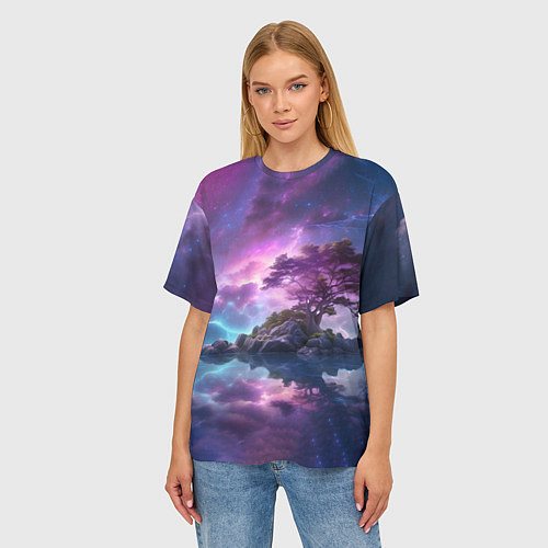 Женская футболка оверсайз Волшебный остров / 3D-принт – фото 3