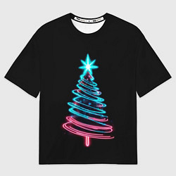Футболка оверсайз женская Неоновая ёлка, цвет: 3D-принт