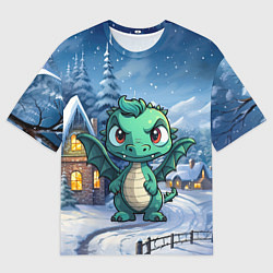 Футболка оверсайз женская Зеленый маленький дракон, цвет: 3D-принт