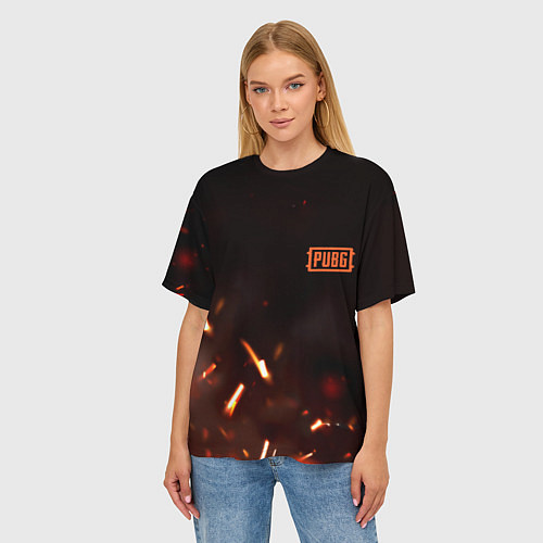Женская футболка оверсайз PUBG fire war / 3D-принт – фото 3
