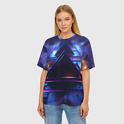 Футболка оверсайз женская Неоновый абстрактный треугольник, цвет: 3D-принт — фото 2