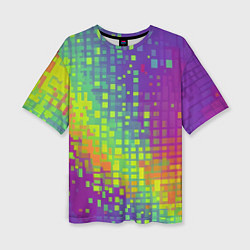 Женская футболка оверсайз Разноцветные пиксели