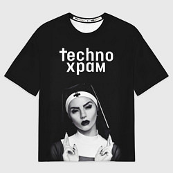 Футболка оверсайз женская Techno храм монашка демон, цвет: 3D-принт