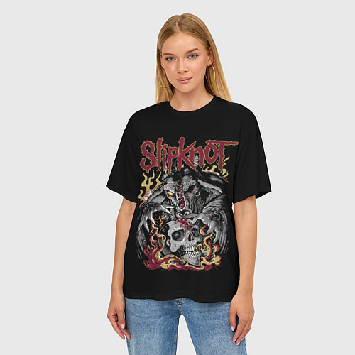 Женская футболка оверсайз Slipknot - злодей / 3D-принт – фото 3