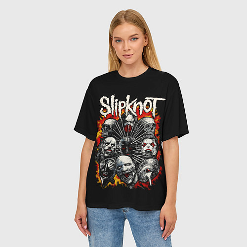 Женская футболка оверсайз Slipknot метал-группа / 3D-принт – фото 3