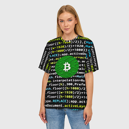 Женская футболка оверсайз Bitcoin сатоши / 3D-принт – фото 3