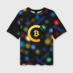 Футболка оверсайз женская Bitcoin logo criptomoney, цвет: 3D-принт