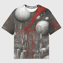 Женская футболка оверсайз Биотехнический городской пейзаж