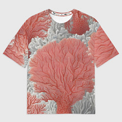 Женская футболка оверсайз Красные и белые кораллы