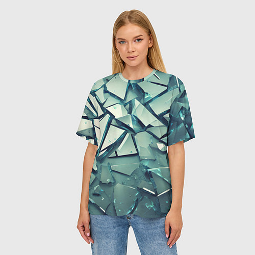 Женская футболка оверсайз Битое стекло текстура / 3D-принт – фото 3