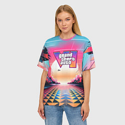 Футболка оверсайз женская GTA 6 retro abstract logo, цвет: 3D-принт — фото 2