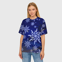 Футболка оверсайз женская Зима и снежинки, цвет: 3D-принт — фото 2