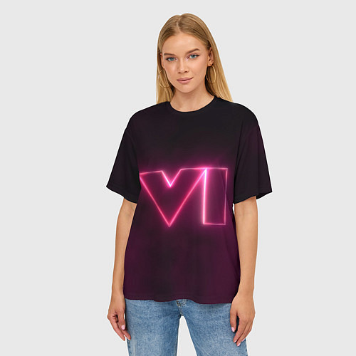Женская футболка оверсайз GTA 6 Neon / 3D-принт – фото 3