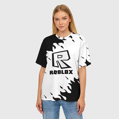 Женская футболка оверсайз Roblox fire games / 3D-принт – фото 3